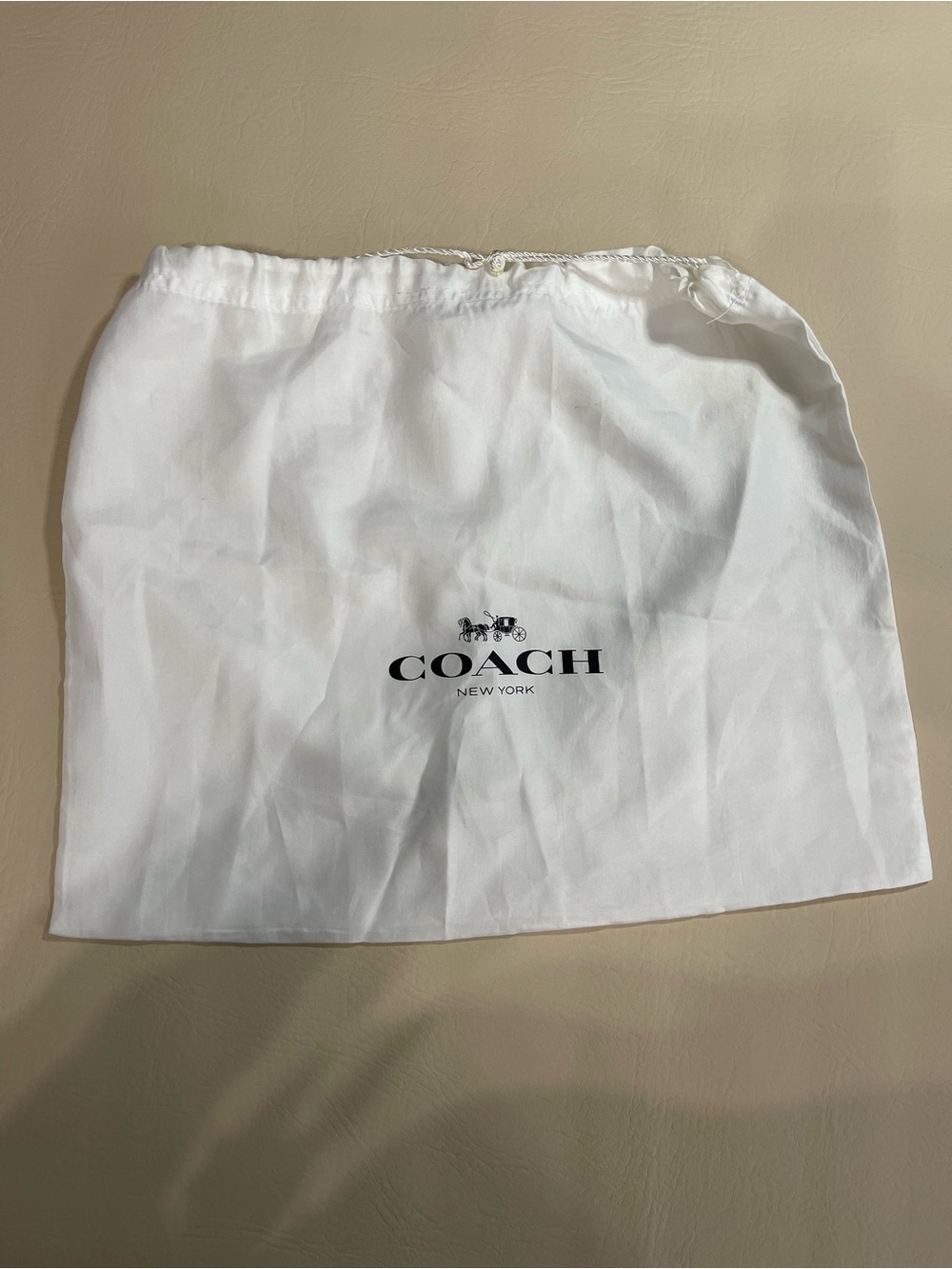 Coach white drawstring dust bag 16x13